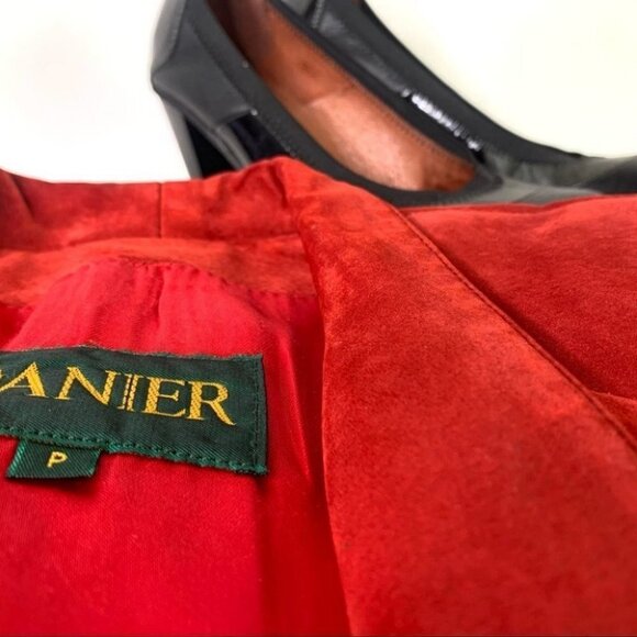 Danier red leather suede vintage oversized  blazer women size small - Picture 8 of 15
